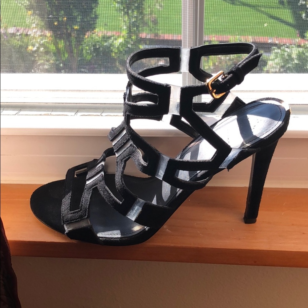 Black suede sandals. Never been worn.